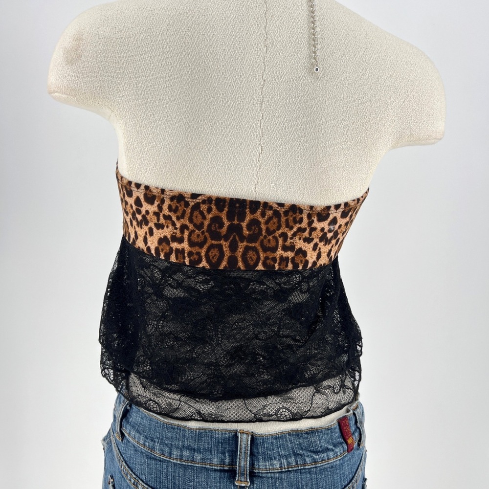 SHEIN Leopard Print Lace Strapless Babydoll Tube Top size Small grunge Y2K style - Picture 6 of 8